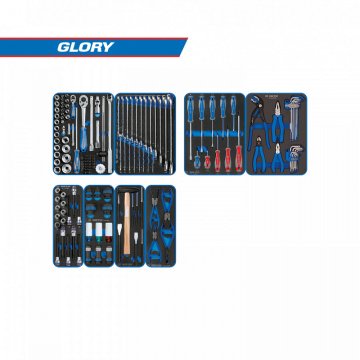 Набор инструментов "GLORY" для тележки, 8 ложементов, 152 предмета KING TONY 9G35-152MRVD